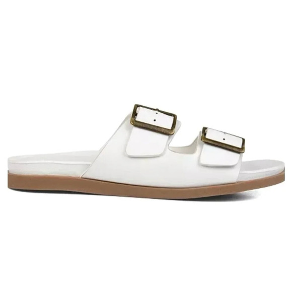 JOURNEE COLLECTION WHITLEY Women's White Double Strap Slide Flats Sandals Size 6 - Picture 2 of 6